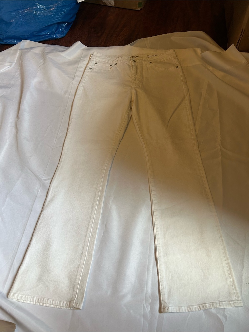 J. Crew Women's Straight Leg Jeans in Off-White/Cream